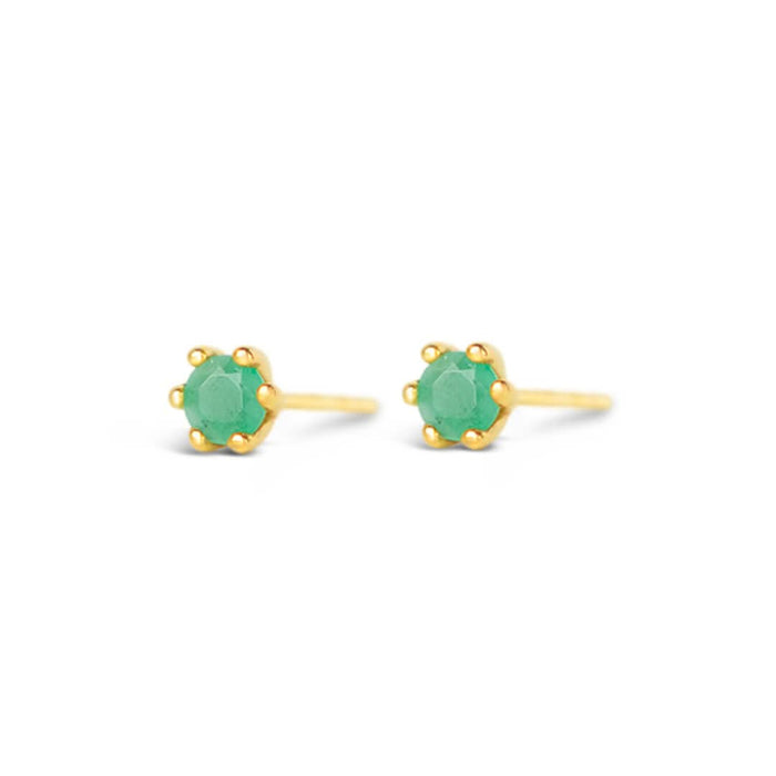 4mm real emerald stud earrings in 9 carat gold setting by Lily Blanche