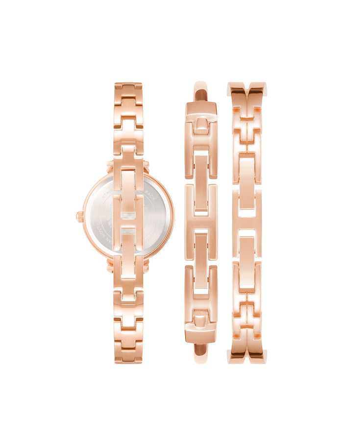 Anne Klein Enamel Accent Watch and Bracelet Set