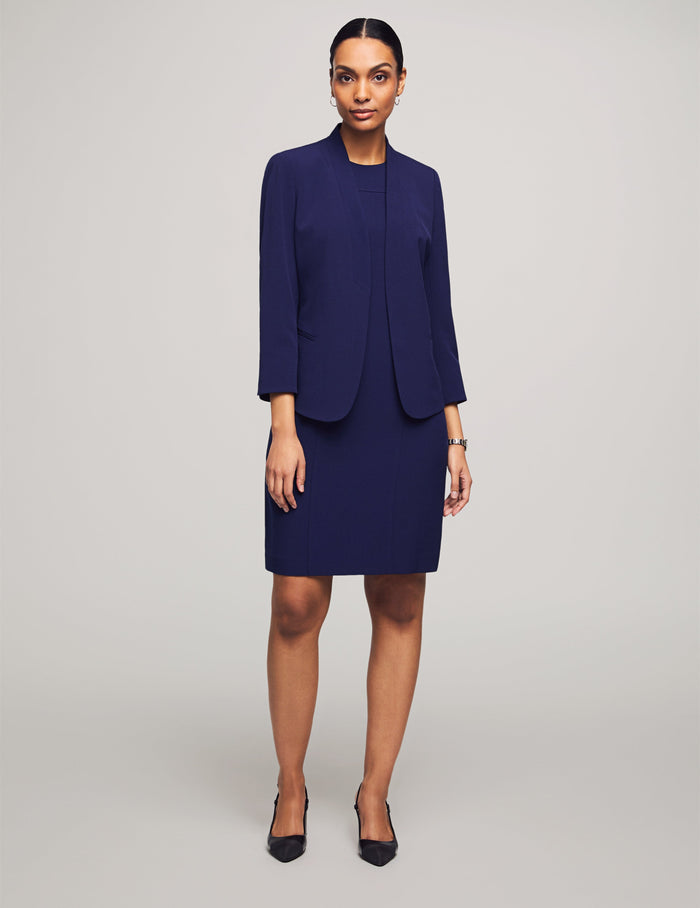 Anne Klein Navy Executive Collection 2-Pc. Blazer and Dress Set