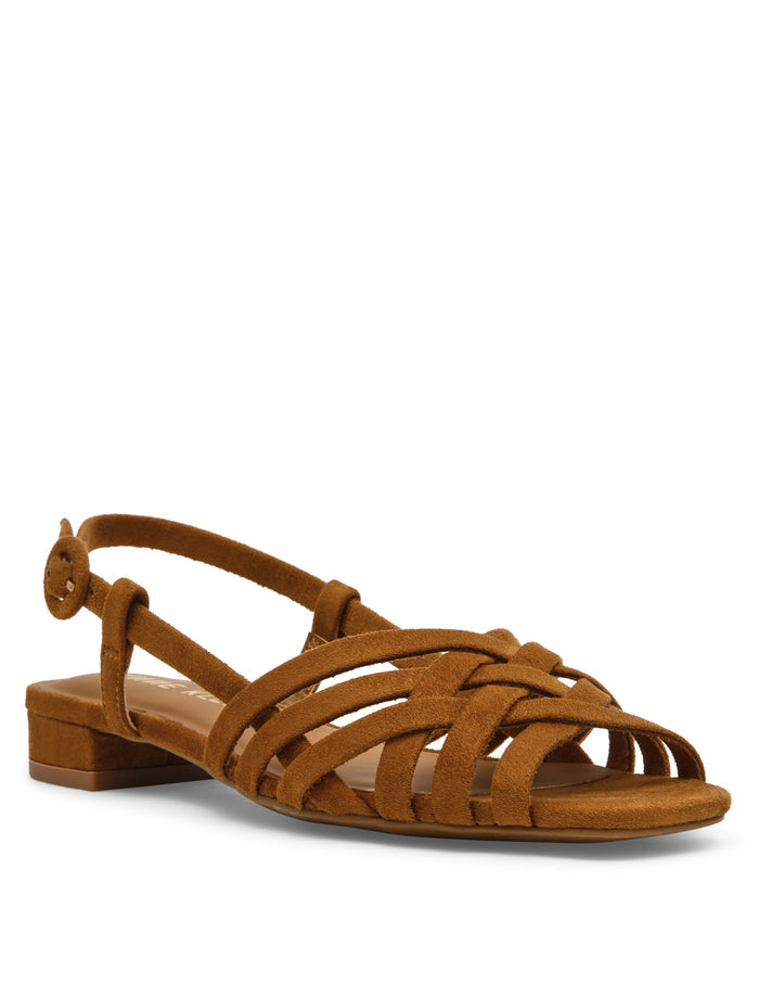 Anne Klein Cognac Microsuede Fairfield Strappy Sandal