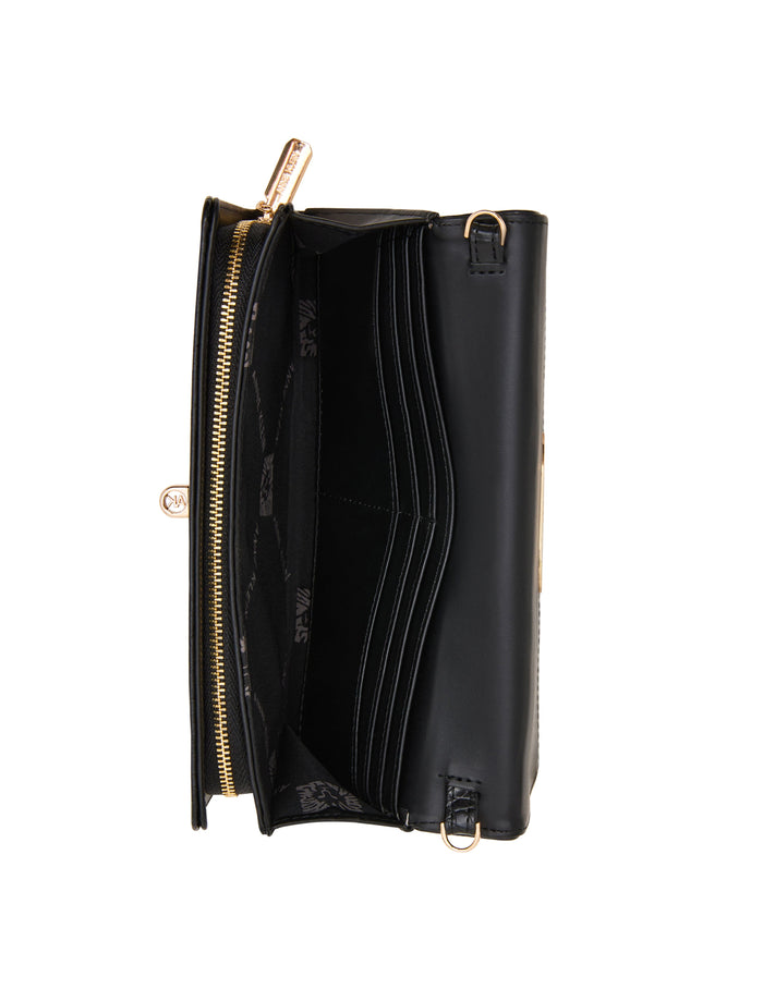 Anne Klein Faux Croc Embossed Turnlock Wallet on Chain
