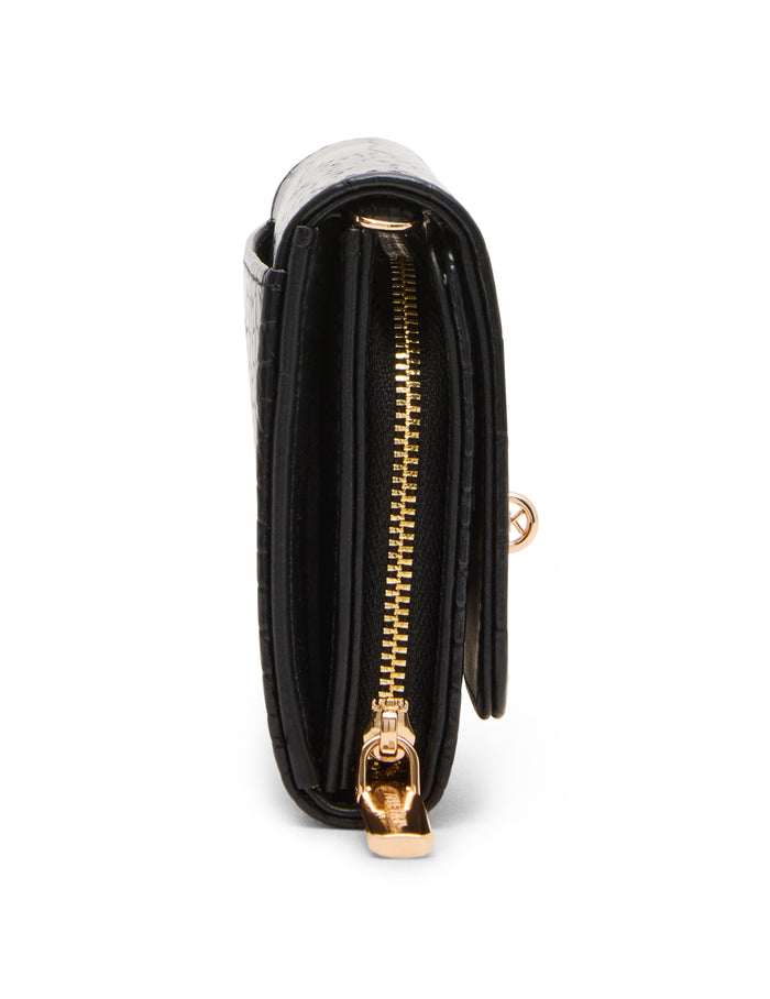 Anne Klein Faux Croc Embossed Turnlock Wallet on Chain
