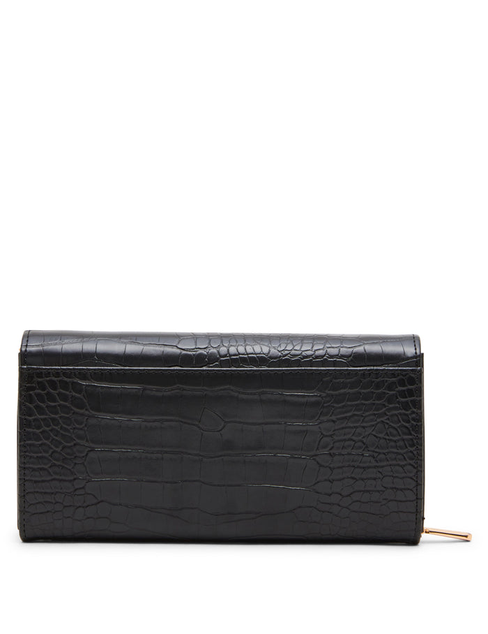 Anne Klein Faux Croc Embossed Turnlock Wallet on Chain