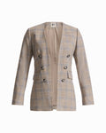 Anne Klein NATURAL CLAY MULT Faux Double-Breasted Jacket with Flap Pockets