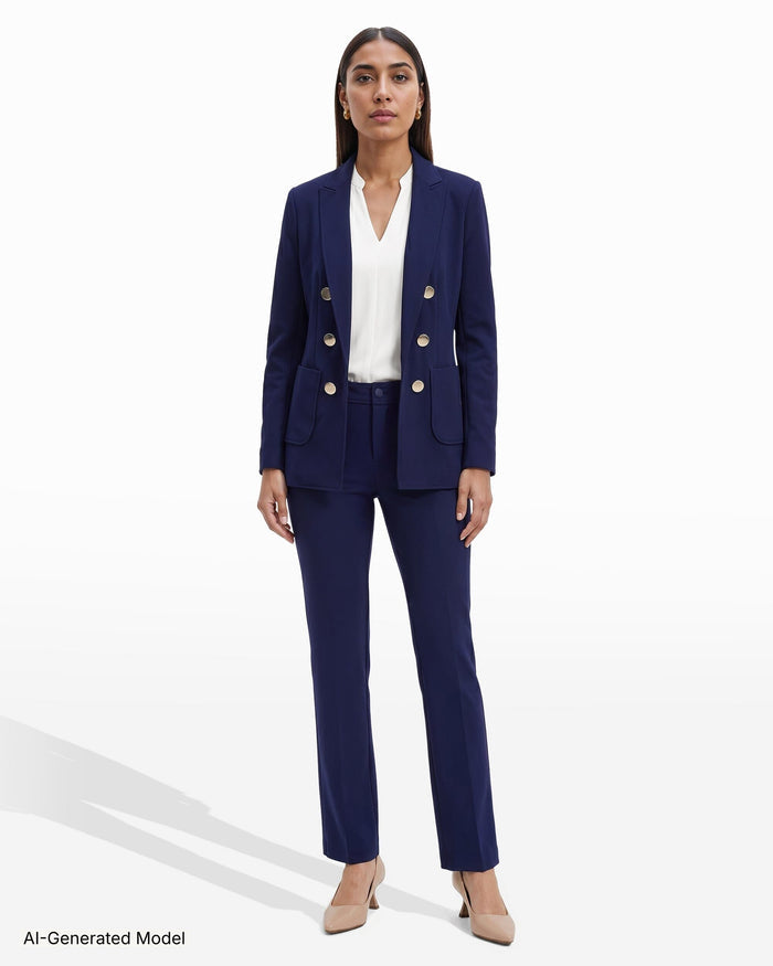 Anne Klein Faux Double Breasted Jacket With Patch Pockets