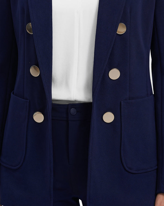Anne Klein Faux Double Breasted Jacket With Patch Pockets
