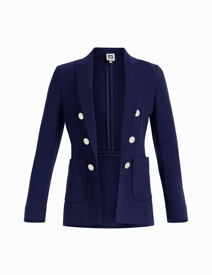 Anne Klein Distant Mountain Faux Double Breasted Jacket With Patch Pockets