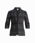 Anne Klein ANNE BLACK MULTI Faux Double-Breasted Peak Lapel Jacket with Pleated Sleeves