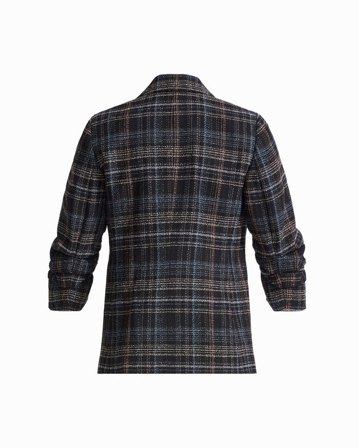 Anne Klein Faux Double-Breasted Peak Lapel Jacket with Pleated Sleeves