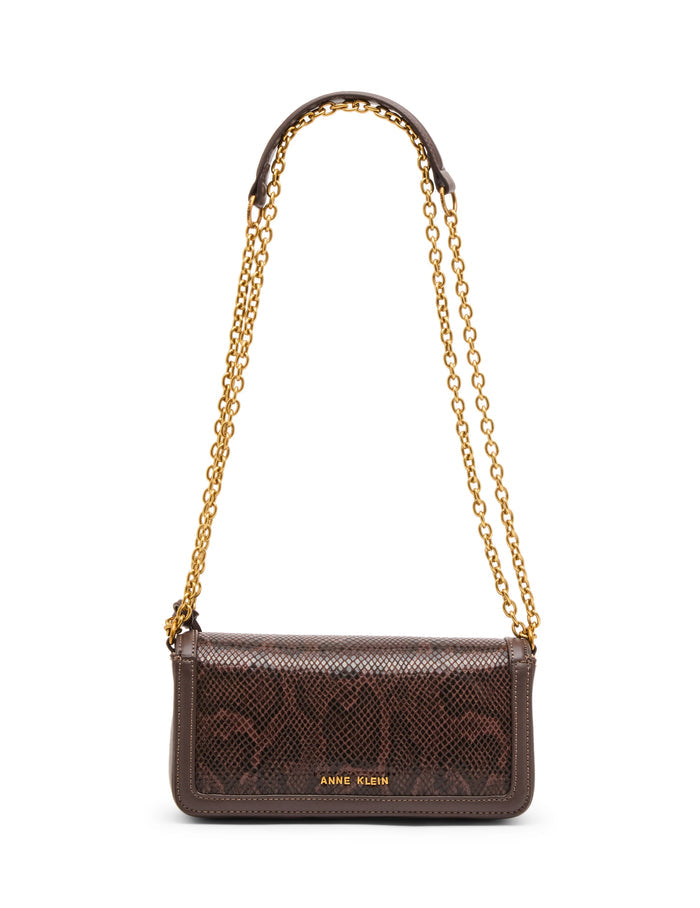 Anne Klein Faux Snake Flap Shoulder Bag