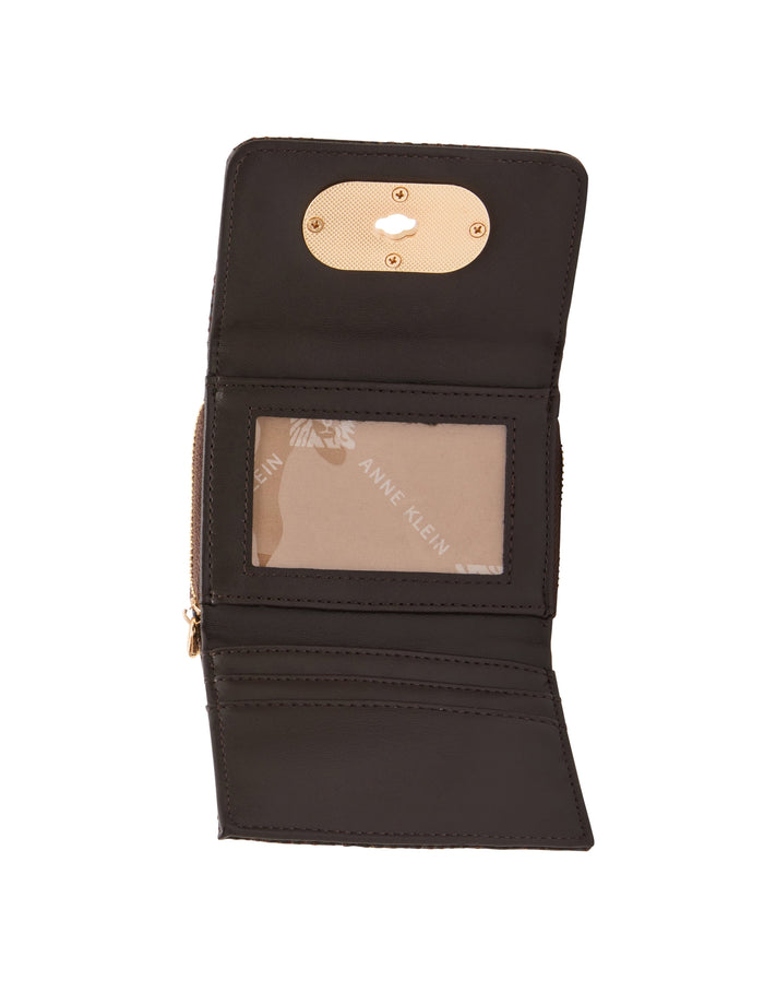 Anne Klein Faux Snake Oval Turnlock Flap Wallet