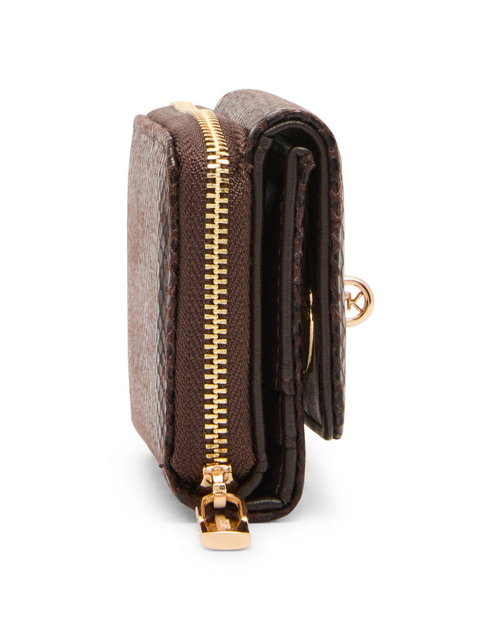 Anne Klein Faux Snake Oval Turnlock Flap Wallet