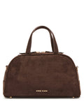 Anne Klein Espresso/Espresso Faux Suede Crocodile Bowler Bag