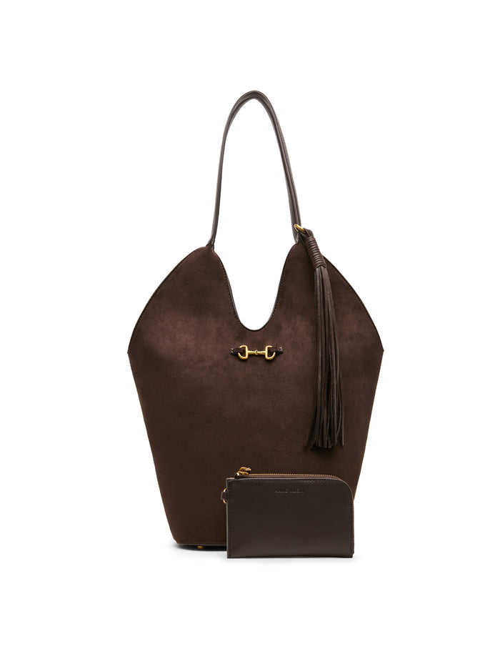 Anne Klein Espresso/Espresso Faux Suede Horsebit Hobo Bag