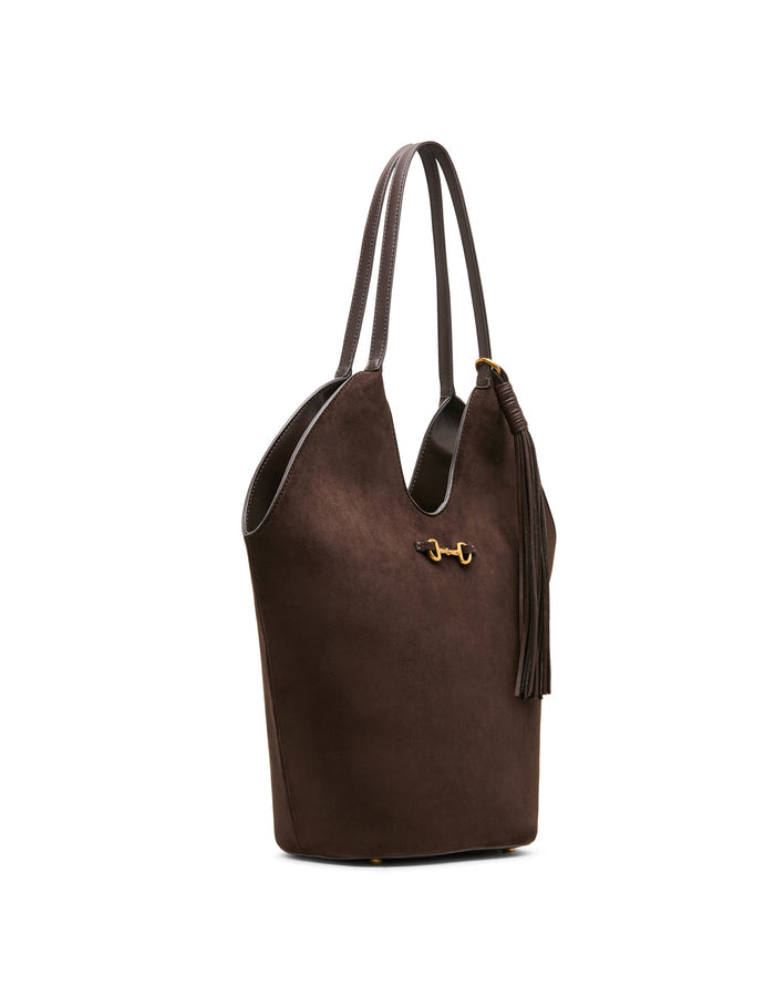 Anne Klein Faux Suede Horsebit Hobo Bag