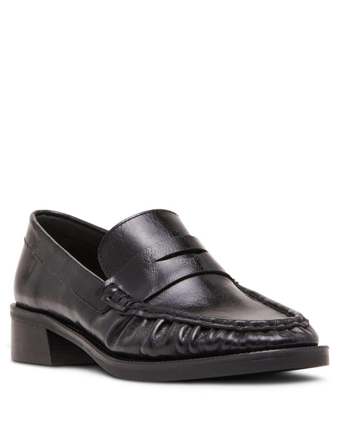 Anne Klein Black Leather Fletcher Slip-On Loafer