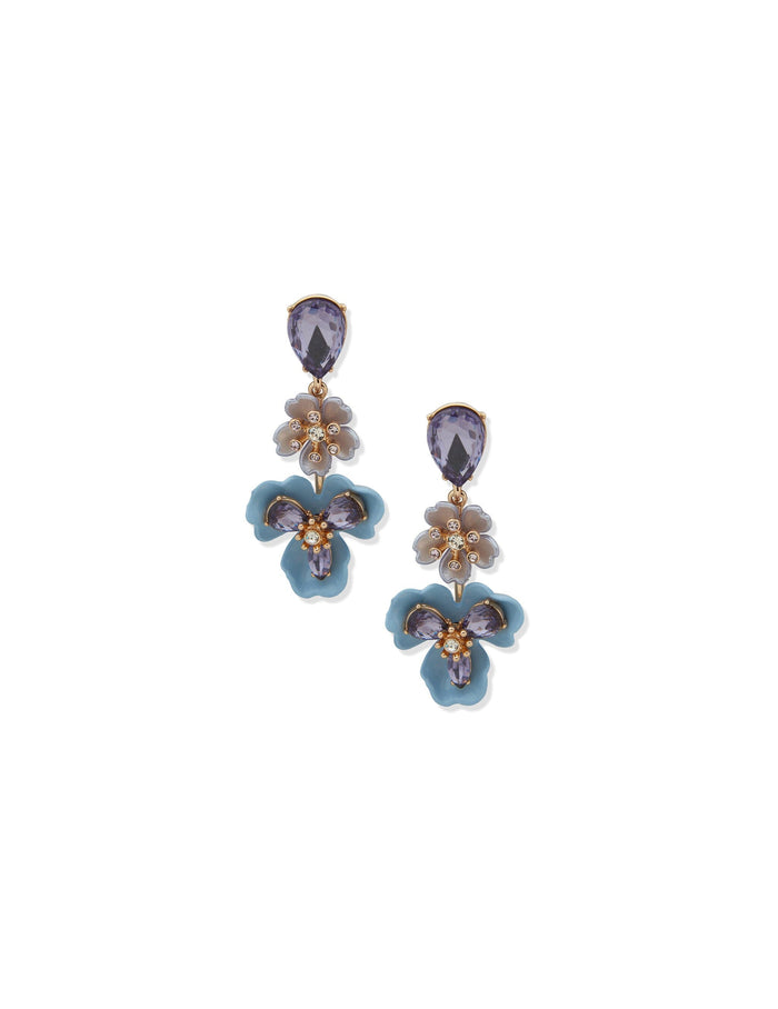 Anne Klein Gold Tone Flower Liner Pierced Post Earrings