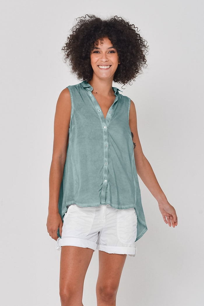 Folly Sleeveless Blouse in Shark - Shirts