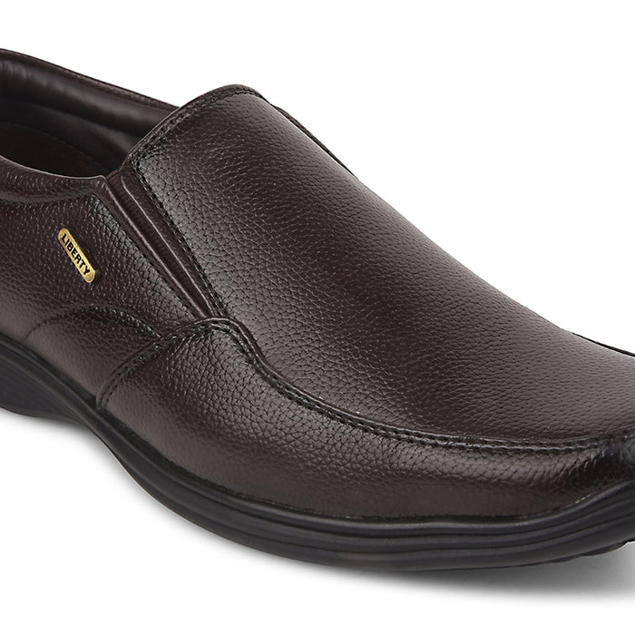 Fortune Brown Formal Non Lacing Moccasin Shoes For Men R573-06 By Liberty