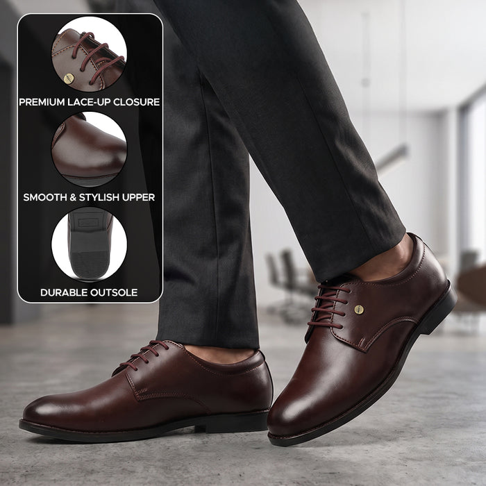 Fortune STRZ060E Tan Formal Lacing Derby Shoes for Men by Liberty