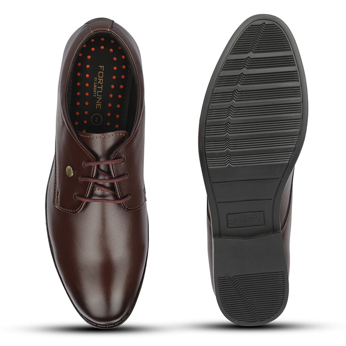Fortune STRZ060E Tan Formal Lacing Derby Shoes for Men by Liberty
