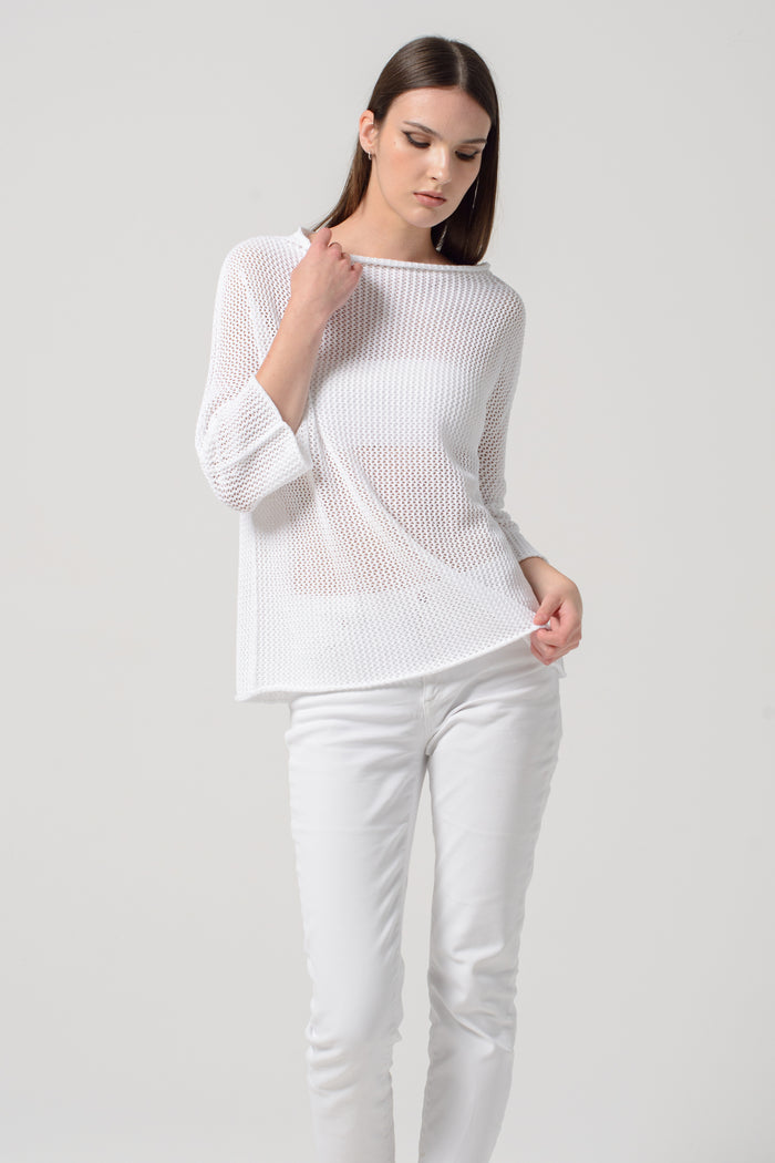 Fresh Cotton Openwork Jumper - White