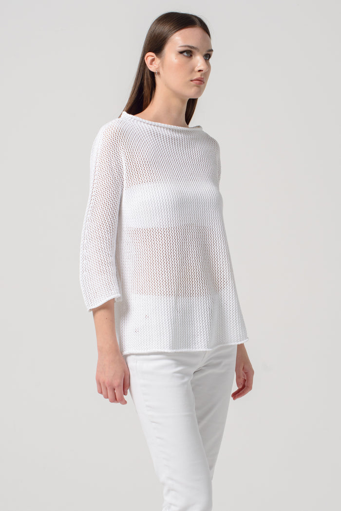 Fresh Cotton Openwork Jumper - White