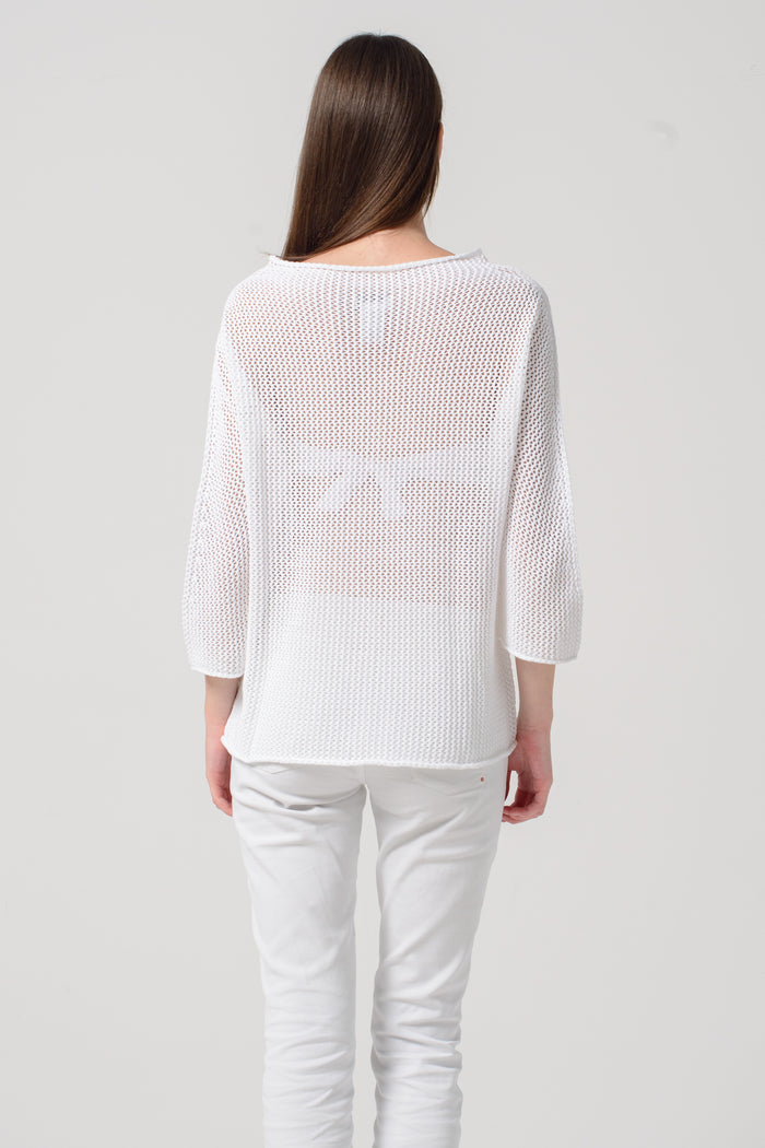 Fresh Cotton Openwork Jumper - White