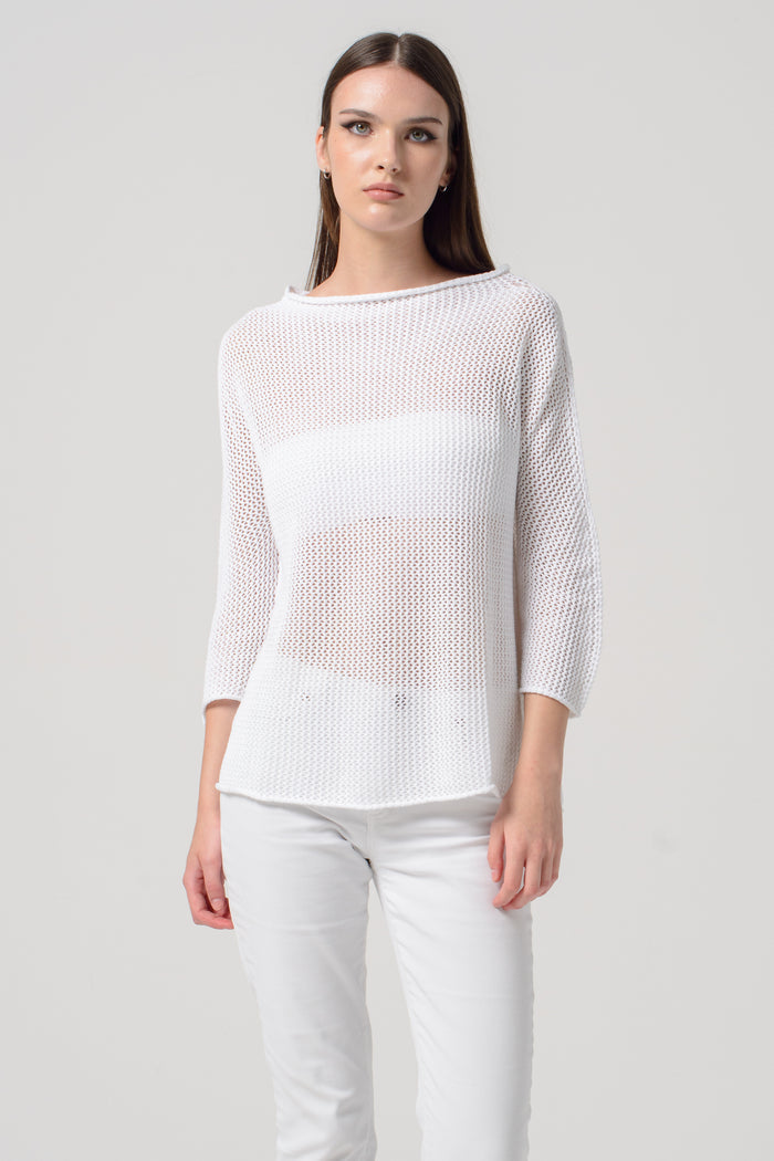 Fresh Cotton Openwork Jumper - White