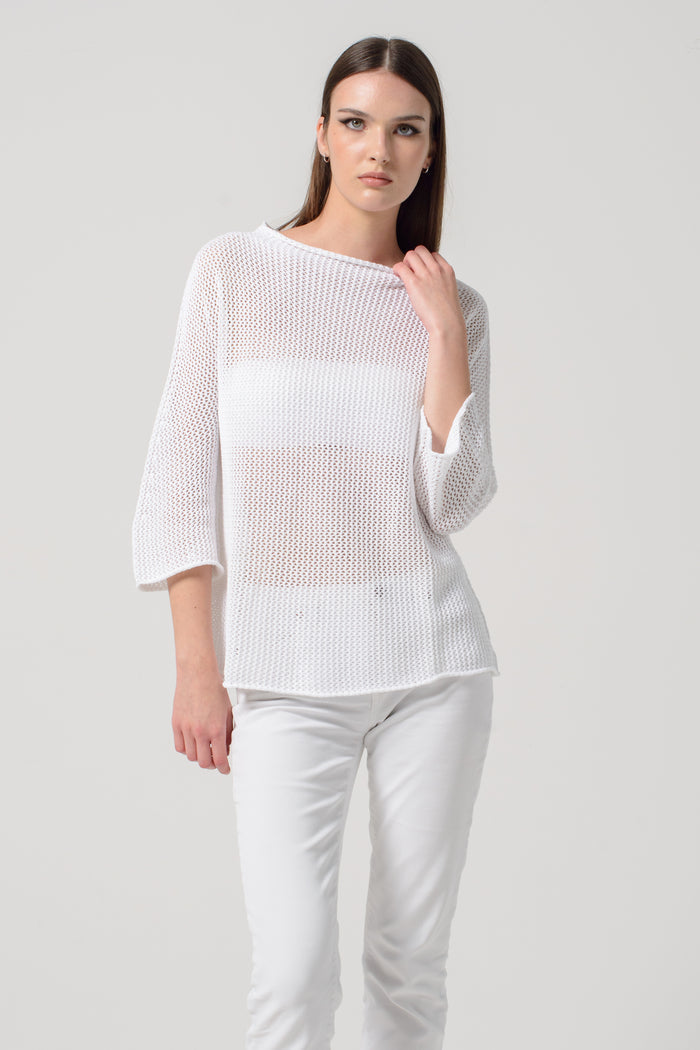 Fresh Cotton Openwork Jumper - White