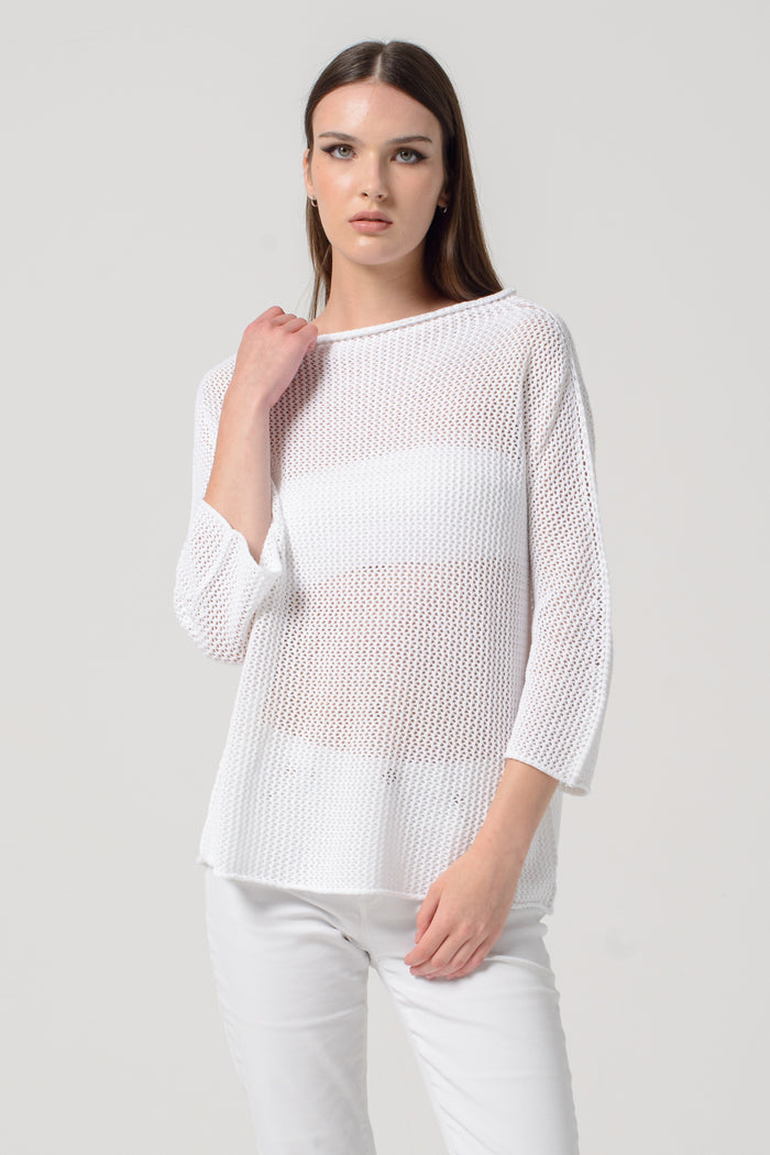Fresh Cotton Openwork Jumper - White