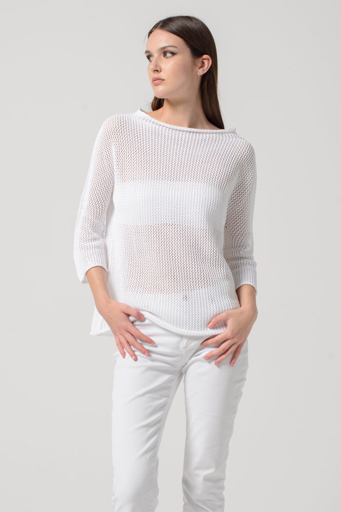 Fresh Cotton Openwork Jumper - White