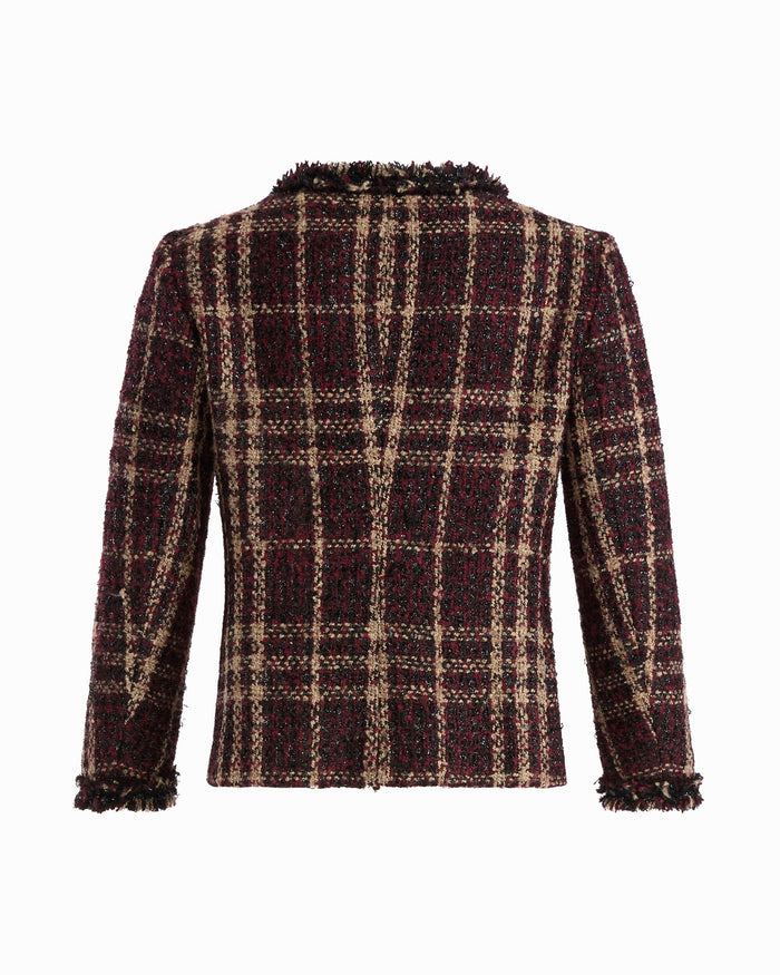 Anne Klein Fringe-Trim Tweed Jacket