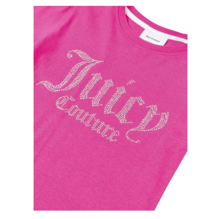 Fuchsia Pink Diamante Logo T-Shirt