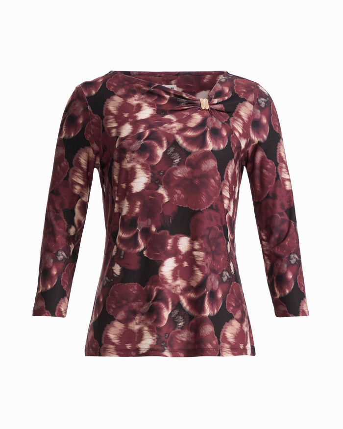 Anne Klein ANNE BLACK MULTI Gathered Twist Top