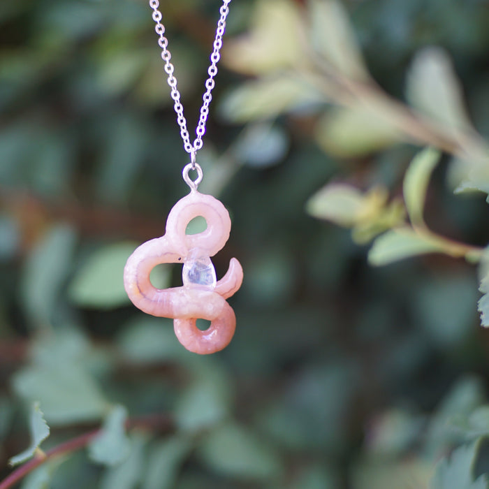 Gemstone Worm Necklace