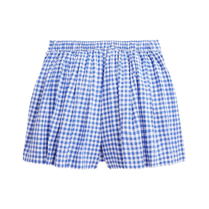 Gingham Linen Blend Wrap Skort
