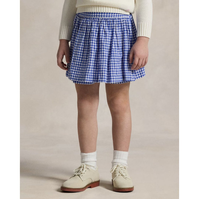 Gingham Linen Blend Wrap Skort
