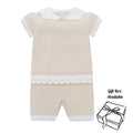 Girls Beige Knitted Shorts Set
