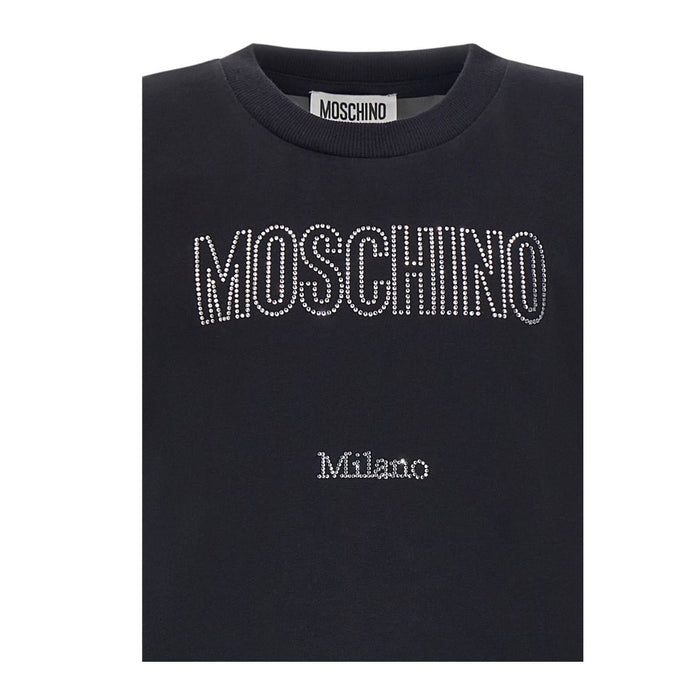 Girls Black Diamante Logo T-Shirt