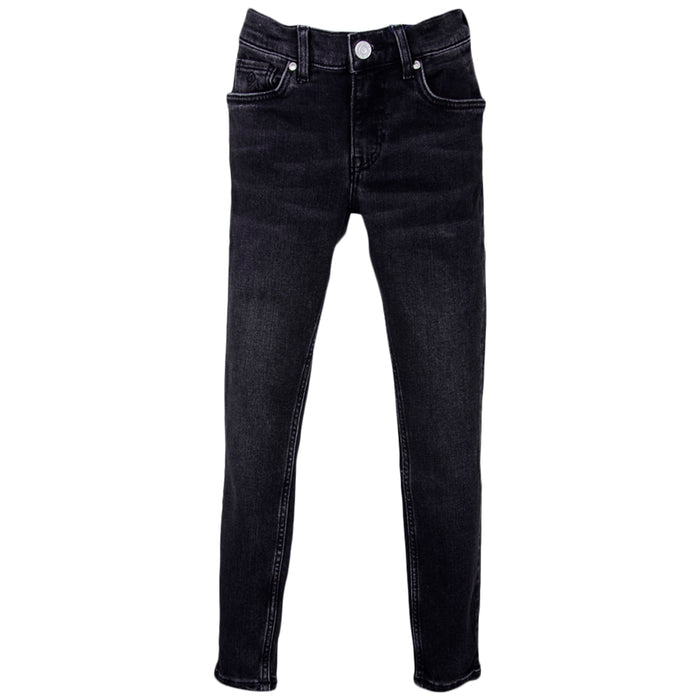 Girls Black Raw Skinny Jeans