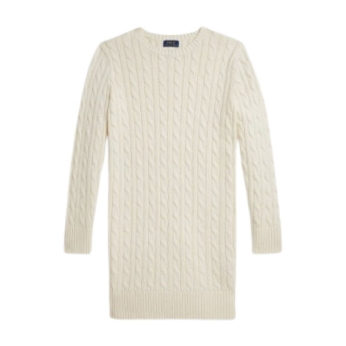 Girls Cream Cable Knit Dress