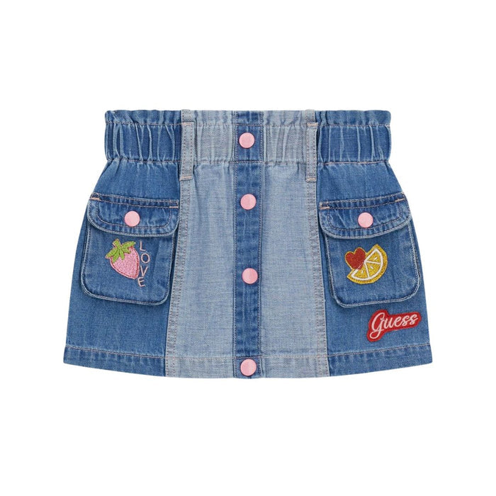 Girls Denim Glitter Appliqué Skirt