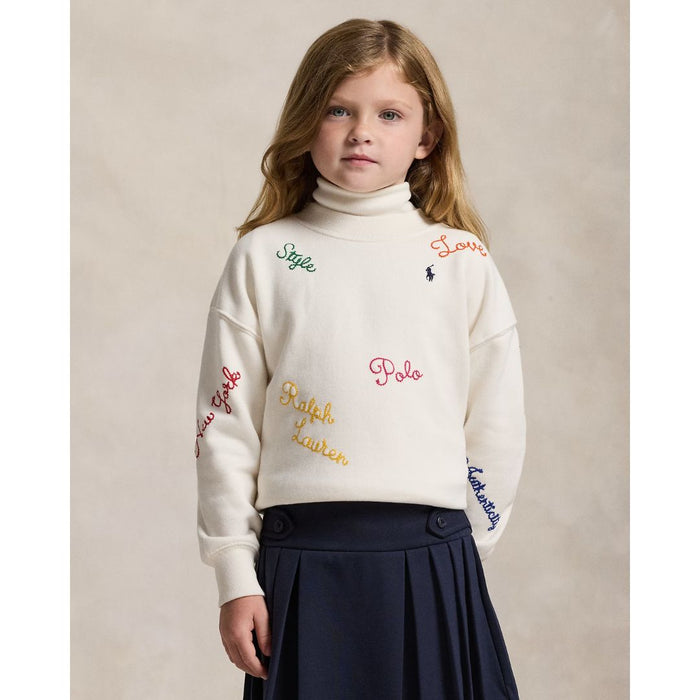 Girls Ivory Embroidered Sweat Top