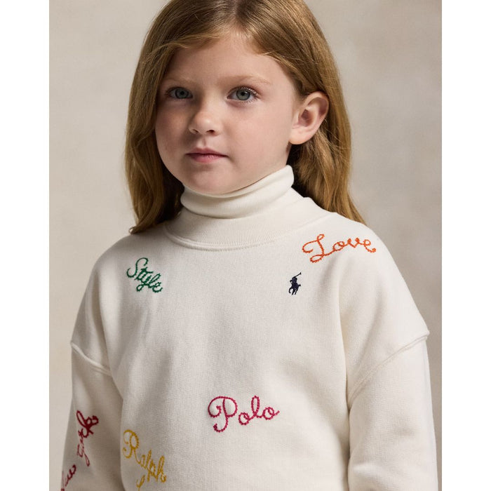 Girls Ivory Embroidered Sweat Top
