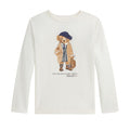 Girls Ivory LS Polo Bear Top