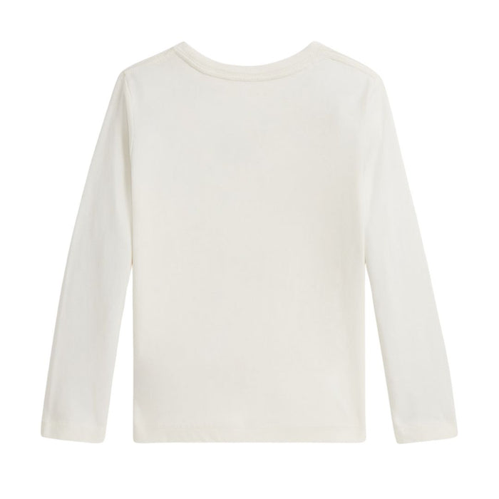 Girls Ivory LS Polo Bear Top
