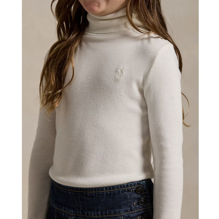 Girls Ivory Roll Neck