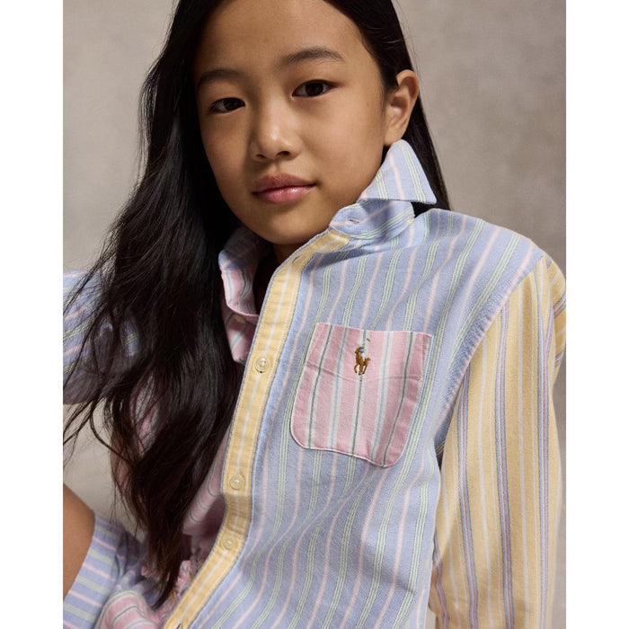 Girls Multicolour Striped Boxy Shirt