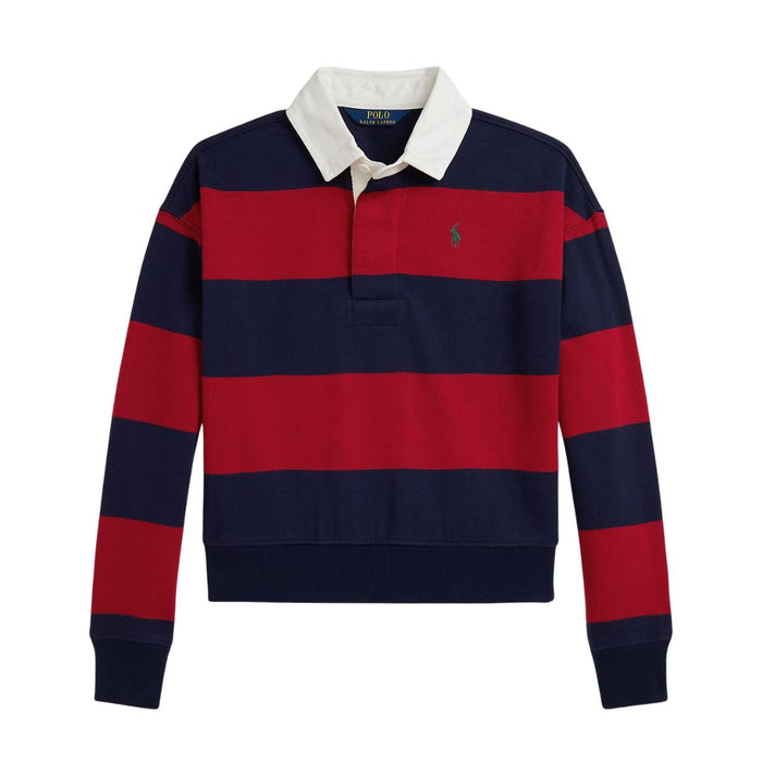Girls Navy & Red Rugby Top